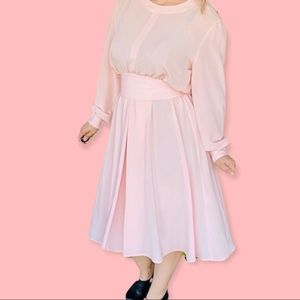 Vintage 70s Adolf Schuman for Lilli Ann pale pink sheer dress with belt 10